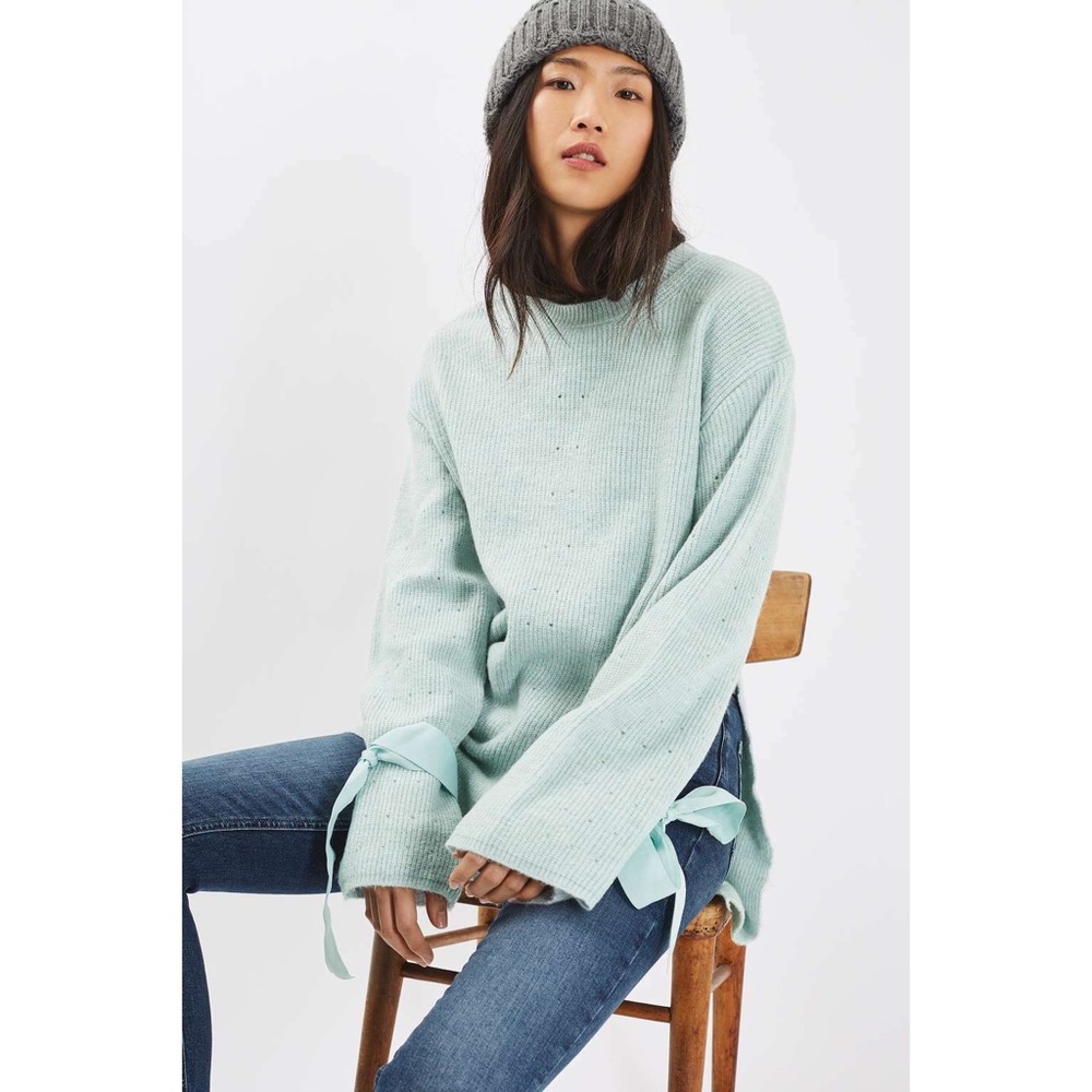 TOPSHOP | Ribbon Sleeve Sweater‎ | 2